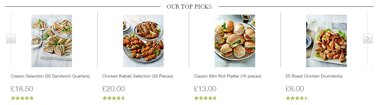 Bad example of a call to action on the Marks and Spencer website. Our Top Picks