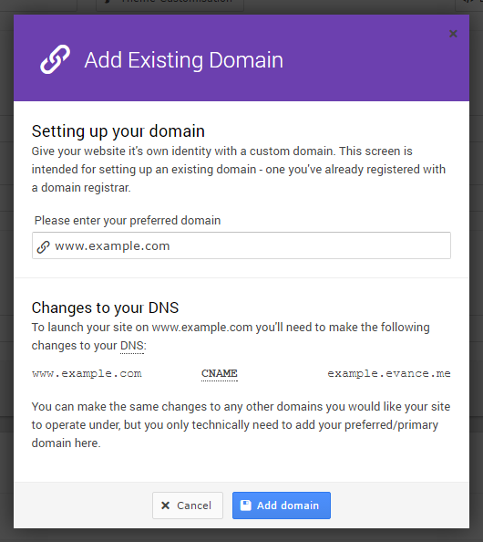 Adding a custom domain